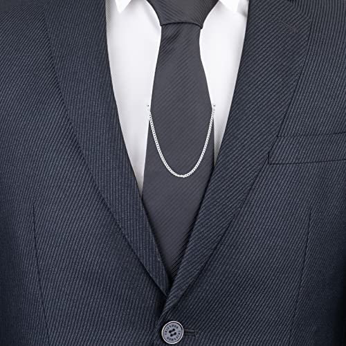 2pcs Set Men's Tie Chain Necktie Tie Clips Link Chain Gift Box - style: 2pcs Silver