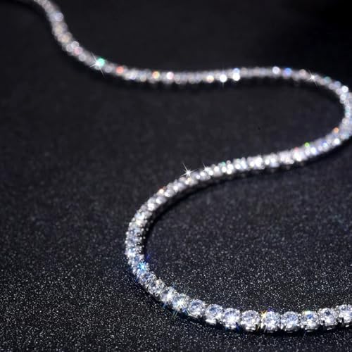 Rhinestone Necklace Bracelet Jewelry Set for Women Sparkly Crystal Cubic Zirconia Chain Choker Necklace Brides Bridesmaid Prom Costume Accessorie - color: Silver