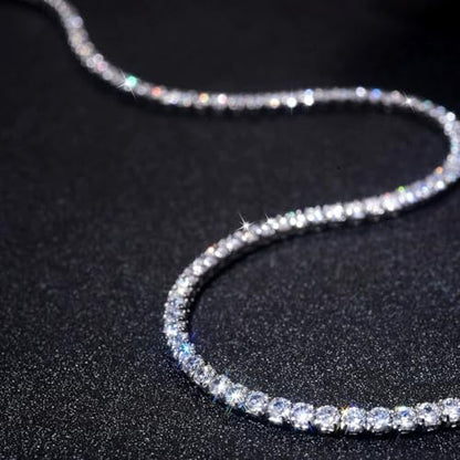 Rhinestone Necklace Bracelet Jewelry Set for Women Sparkly Crystal Cubic Zirconia Chain Choker Necklace Brides Bridesmaid Prom Costume Accessorie - color: Silver