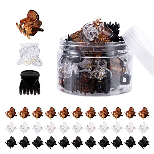 YOHAMA 36 Pcs Durable Mini Hair Claw Clips, Great for Design Kids and Adult Hairstyles, Decroation Buns, Pining Bangs, Strong Grip, Multifunction Clamp Clips.(3 Colors) - color: Black+Clear+Brown