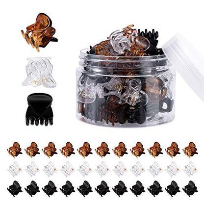 YOHAMA 36 Pcs Durable Mini Hair Claw Clips, Great for Design Kids and Adult Hairstyles, Decroation Buns, Pining Bangs, Strong Grip, Multifunction Clamp Clips.(3 Colors) - color: Black+Clear+Brown