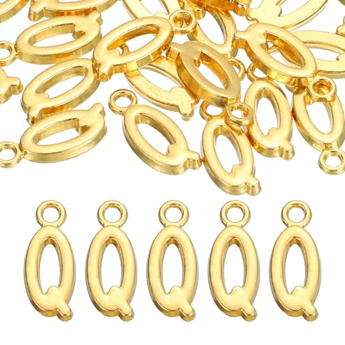 uxcell Letter Charm, Alloy Letter Initial Alphabet Charm for DIY Craft Jewelry Making Bracelets Earrings Necklace - color: Gold - Q
