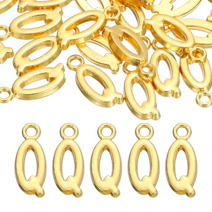 uxcell Letter Charm, Alloy Letter Initial Alphabet Charm for DIY Craft Jewelry Making Bracelets Earrings Necklace - color: Gold - Q