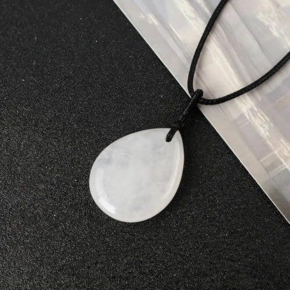 Teardrop Gemstone Necklaces for Women, Healing Crystal Pendant Necklace Birthstone Jewelry for Women - color: Clear Quartz