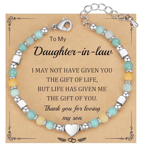Best Friend Bracelet Gifts for Women Sister Bestie, Christmas Gift for Teens Mom Daughter Granddaughter Birthday Gift for Her Stocking Stuffers - color: Amazonite-Daughter in law