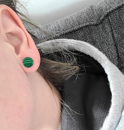 Green Malachite Ear Plugs Expander Earrings for Women Men 1 Pair Natural Solid Stone Saddle Double Flared Ears Stretching Tunnels Gauges Stretcher Lobe Earring Body Piercing Jewelry Size 2g to 5/8'' - size: 1/2"(12mm)