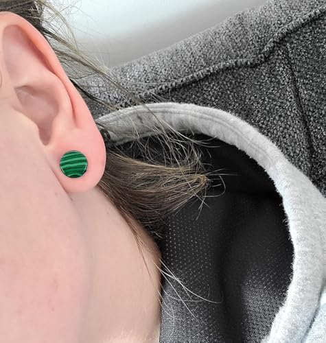 Green Malachite Ear Plugs Expander Earrings for Women Men 1 Pair Natural Solid Stone Saddle Double Flared Ears Stretching Tunnels Gauges Stretcher Lobe Earring Body Piercing Jewelry Size 2g to 5/8'' - size: 2g(6mm)