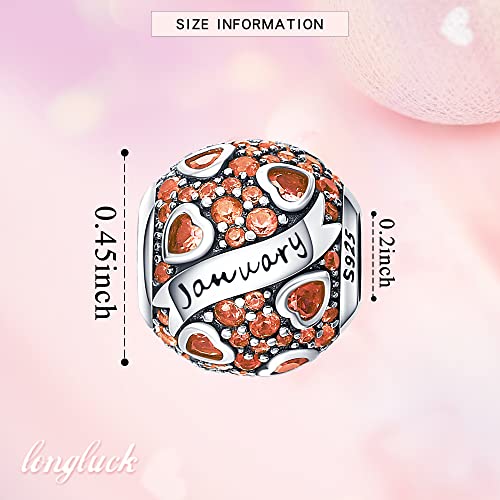 925 Sterling Silver Birthstone Charms fits Charms Bracelets for Woman，with 5A Cubic Zirconia Dangle Pendant Bead,Happy Birthday Charms for Bracelet and Necklace Valentine's Day Mother's Day Gift - color: 1-January Birthstones