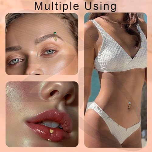 ZS 8Pcs 16G Eyebrow Piercing Jewelry Spike Eyebrow Ring, Stainless Steel Curved Barbell Flat Back Lip Stud Daith Rook Piercing for Women Men 8mm 10mm - color: Gold, size: L:8mm
