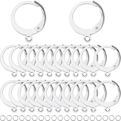 SUNNYCLUE 1 Box 180Pcs Earring Findings Kit 80Pcs 304 Stainless Steel Leverback Earring Hooks 100Pcs Open Jump Rings Lever Back Round Huggie Hoops Leverbacks Earrings Clasps for Jewelry Making Kits - color: 80pcs Stainless Steel Leverbacks & 100pcs Open J