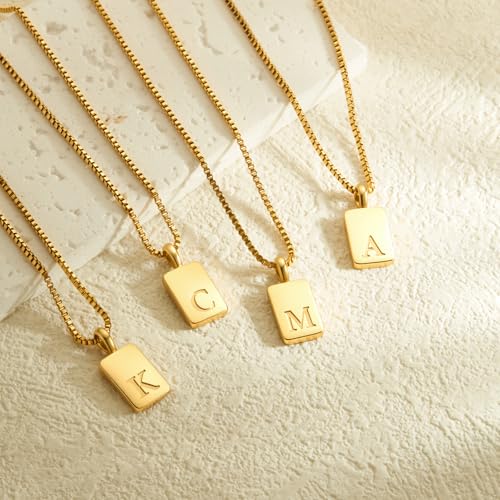 Initial Necklaces 18K Gold Plated,Gold Necklace for Women | Waterproof and Sweat-Resistant / Reinforced Box Chain,Long-Lasting Color Retention - color: Z