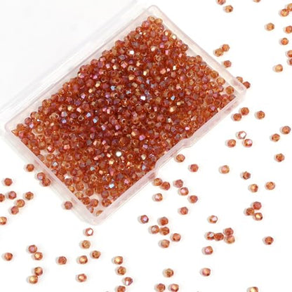 1000Pcs 4mm Faceted Crystal Glass Bicone Beads Loose Bead for DIY Bracelet Necklace Earring Keychain Jewelry Making,Amber AB - color: Amber AB