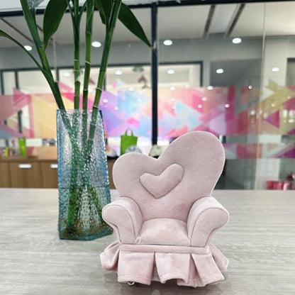 Openable Sofa Jewelry Box, Earrings Necklace Storage,Love Chair | Miniature Sofa Velvet Chair Design,Gift for Girls and Women - color: Heart-shaped chair