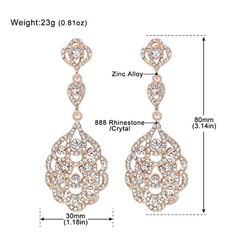Wedding Teardrop Dangle Earrings Crystal Rhinestone Beaded Chandelier Earrings for Brides Gold - color: A-gold-2