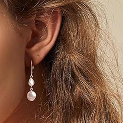 925 Sterling Silver Hook Pearl Dangle Earrings for Women Drop Hook Vintage Earrings Jewelry Birthday Gifts - style: DBHoop