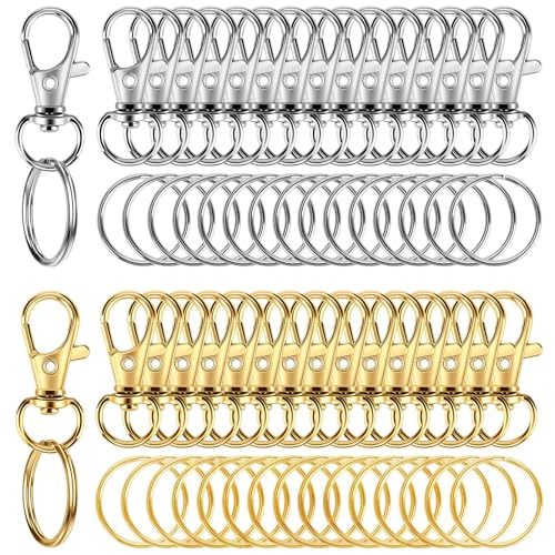 60PCS Keychain Making Supplies, Lobster Claw Clasp with Key Rings, Keychain Making kit Including 30PCS Keychain Clip Hooks and 30PCS Key Chain Rings for Crafts