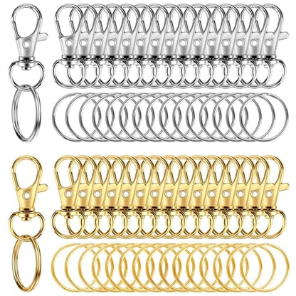 60PCS Keychain Making Supplies, Lobster Claw Clasp with Key Rings, Keychain Making kit Including 30PCS Keychain Clip Hooks and 30PCS Key Chain Rings for Crafts