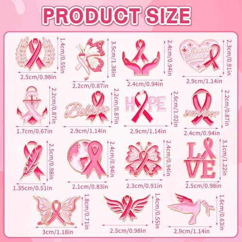 SANNIX Breast Cancer Awareness Pins, 15Pcs Pink Ribbon Lapel Pins Breast Cancer Brooch Badge for Breast Cancer Survivor Month Clothing Bag Hat Accessories - style: Breast Cancer Pin