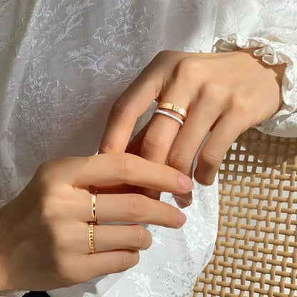Stackable Gold Rings for Women - 18K Gold Plated Rings Set, Non Tarnish Stainless Steel Cubic Zirconia Friendship Band Stack Rings Trendy Jewelry, Christmas Birthday Party Gifts for Her Girlfriend