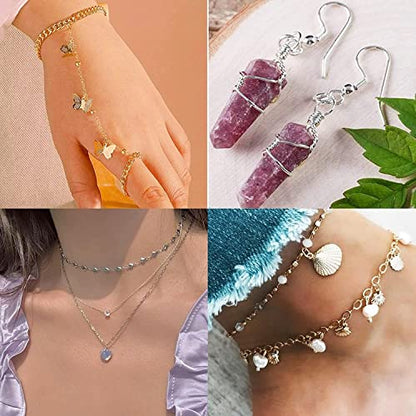 Open Jump Rings, 1500 pcs Jump Rings and Lobster Clasps Jewelry Finding Kit Jewelry Making Tools with Pliers Tweezers for Jewelry Making Necklace Repair - color: White K