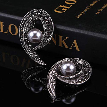Brooch Pins for Women Girls Fashion Flower Crystal Rhinestone Pearl Jewelry - color: Color 3