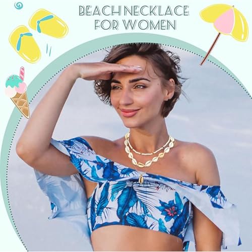 YANCHUN Layered Necklaces for Women Gold Necklace Stack Star Heart Choker Dainty Necklace Love Heart Chain Jewelry Gifts for Women - color: ZA-seashell