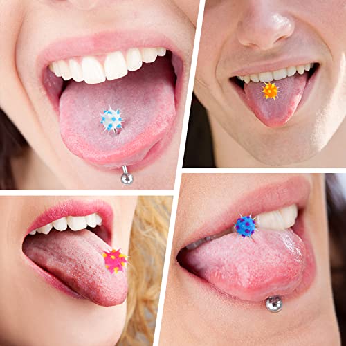 10pcs Surgical Steel Spiky Acrylic Fire Tongue Nipple Ear Rings Bar Barbell Stud Piercing(Random Color)