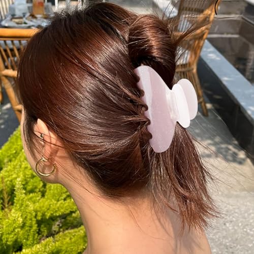 MAORULU Medium Cute Acetate Hair Claw Clips for Women Girls, 3 Inch Cherry Red Claw Clips for Thin & Medium Thick Hair, Durable French Banana Clip with Gift Box (Glitter Pink) - color: Glitter Pink