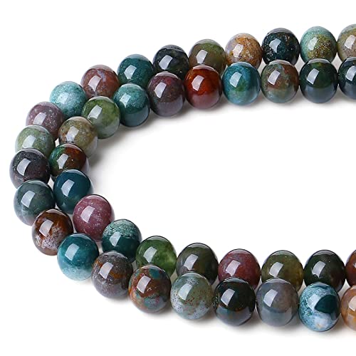 LAIDANLA Indian Agate 8mm Natural Stone Beads Round Loose Gemstone Stone Beads for DIY Bracelet Necklace Earrings Jewelry Making Polishing Genuine Real Beading Crystal 96PCS 2 Strand 32" - color: B-Indian Agate, size: 8mm