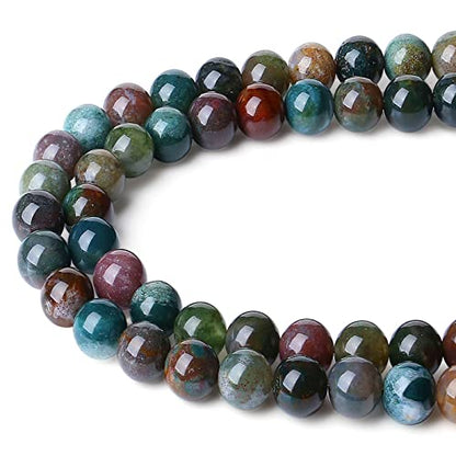 LAIDANLA Indian Agate 6mm Natural Stone Beads Round Loose Gemstone Stone Beads for DIY Bracelet Necklace Earrings Jewelry Making Polishing Genuine Real Beading Crystal 96PCS 2 Strand 32" - color: B-Indian Agate, size: 6mm