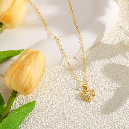 Starain Heart Necklaces for Women Dainty Cubic Zirconia Love Heart Pendant Necklace 18K Gold Plated Chain Trendy Stuff Jewelry - color: G Gold Heart Necklace