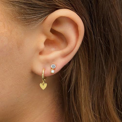 Valentines Day Earrings for Women Heart Earrings for women Gold Silver Heart Huggie Hoop Dangle Drop Earrings Small Simple Hypoallergenic Jewelry - color: A:Gold Heart Earrings