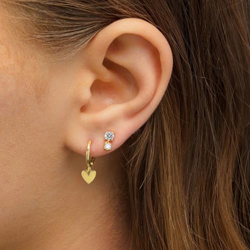 Valentines Day Earrings for Women Heart Earrings for women Gold Silver Heart Huggie Hoop Dangle Drop Earrings Small Simple Hypoallergenic Jewelry - color: A:Heart Earrings Set