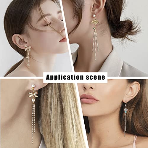 SUNNYCLUE 1 Box 24Pcs 3 Style Chain Earring Findings Drop Earring Charms Dangle Earring Charm Shiny Crystal Brass Tassel Charm for Jewelry Making Accessories Women Adults DIY Earrings Craft Supplies - color: 24pcs 3 Styles Rhinestone Chain Earring Finding