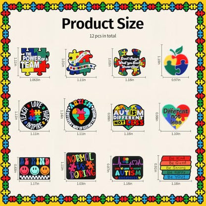 12pcs Autism Silicone Focal Beads for Pens | Focal Beads for Keychain Making,Pens,Bracelet,Necklace Crafts,Bulk Silicone Beads for DIY（Autism） - color: Autism