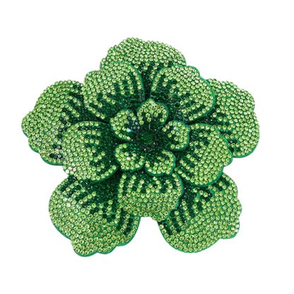 Rhinestone Flower Brooch Pin for Women Men Elegant Sparkly Crystal Camellia Floral Lapel Pins Shawl Dress Suit Clothes Accessories Wedding Party Fashion Jewelry 105mm - color: Light Green