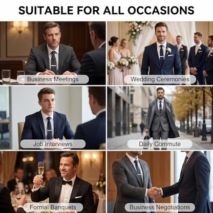 2.36 Inch Mens Silver Tie Clip, Stainless Steel Diagonal Stripe Tie Bar, Non-Slip Minimalist Necktie Clip for Business Wedding Daily Wear - color: Silver
