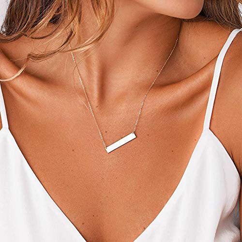 Turandoss Dainty Layered Choker Necklace, Handmade Y Pendant Necklace Multilayer Bar Disc Necklace Adjustable Layering Choker Necklaces for Women - style: 3PCS - Triangle&Bar&Hammered Disc