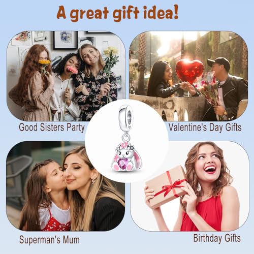 HappyStar 925 Sterling Silver Animal Dogs Charms Pendants fit Pandora Bracelets Necklaces Flowers Sports Travel Charms for Bracelets Women Jrwelry Gifts(with one Spacer Bead Charms) - style: 2-Flower Rabbit Charms
