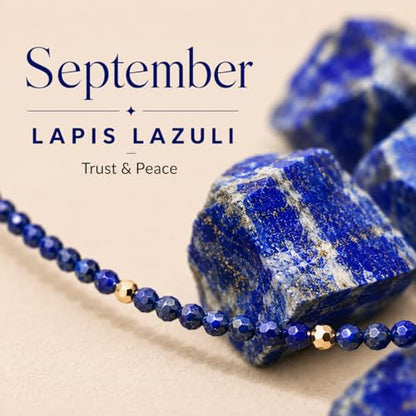 ARSIS Genuine Beaded Gemstone Necklace for Women, Colorful Natural Stone Handmade Bead Choker, Personalized Birthstone Necklace, Boho Summer Beach Necklace Layering Stackable Jewelry Gift - color: Lapis Lazuli (September)