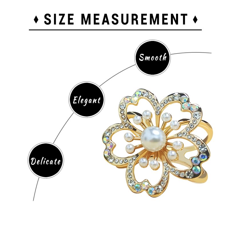 3pcs Elegant Rhinestone Daisy FLowers Scarf ring Buckle for Lady Heart Crystal Rhinestone Scarves Clip Buckle for women - color: Scarf clip K-2PCS