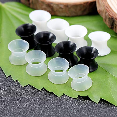 Cisyozi 10G-50mm Thin Silicone Gauges for Ear Flexible Double Flare Gauges Tunnels Expander Stretching Gauge Earlets Plugs Gauges Kit Earlets Retainer Same Sizes 3 Colors - style: 0G=8mm
