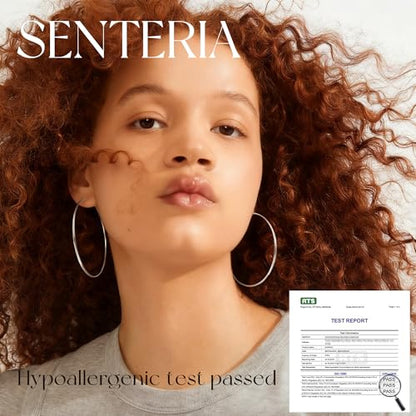 Senteria Thin Gold Hoop Earrings for Women 14K Gold Plated 30/40/50/60/70mm | Hypoallergenic 925 Sterling Silver Post Lightweight Endless Large Big Gold Hoop Earrings Lead-Free Nickel-Free Sensitive Ears - color: 60mm Silver