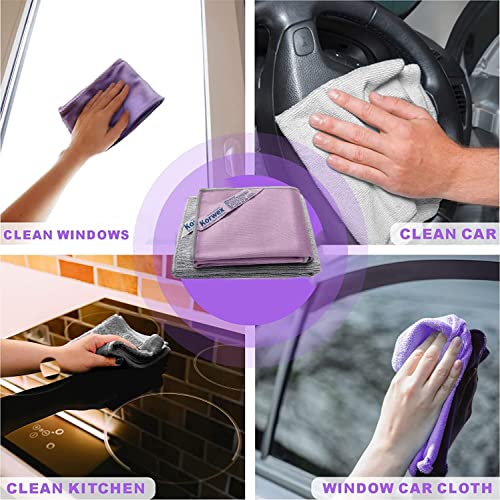 Longmann Set of 2 NΘrwex Basic Package Window Cleaning Cloth and Enviro Cloth Glass Cloth, Cleaning Cloth, Streaks Scratches Free (2 Purple and 2 Grey) - color: Purple 2 Pack, Grey 2 Pack