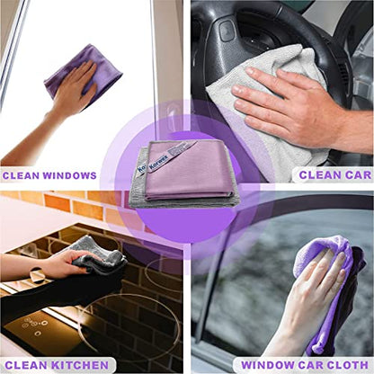 Longmann Set of 2 NΘrwex Basic Package Window Cleaning Cloth and Enviro Cloth Glass Cloth, Cleaning Cloth, Streaks Scratches Free (2 Purple and 2 Grey) - color: Purple 2 Pack, Grey 2 Pack