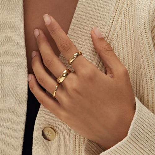 YEEZII 25 Pcs Gold Knuckle Rings Set for Women, Cute Stackable Finger Midi Rings, Dainty Gold Chunky Stacking Statement Womens ring pack - color: Gold-A-25 Pcs