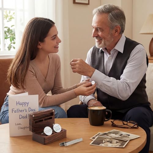 Colingmill Father of the Bride Gift Dad of the Bridegroom Cufflinks Tie Clip Set with Engraved Wood Gift Box for Dad - style: Father of the Bride,Hero