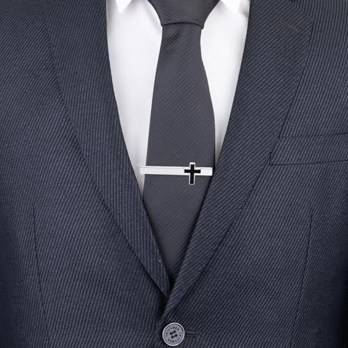 Tie Clips for Men Classic Tie Clip Set Necktie Tie Bar Clips jewelry Box Gift - color: (2pcs-tie clip