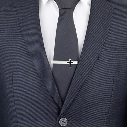 Tie Clips for Men Classic Tie Clip Set Necktie Tie Bar Clips jewelry Box Gift - color: (2pcs-tie clip