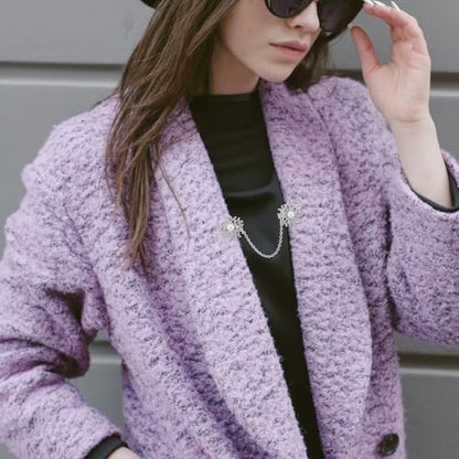 Pearl Sweater Clip for Women:Silver Alloy Cardigan Link Buckle, Retro Collar Brooch for Sweaters, Dresses, Scarves, Jackets, and Coats